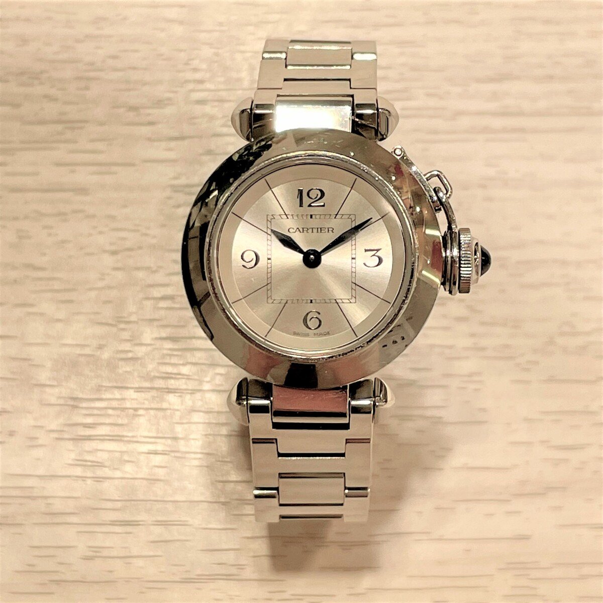 カルティエのステンレススチール ミスパシャ クオーツ腕時計の買取実績です。