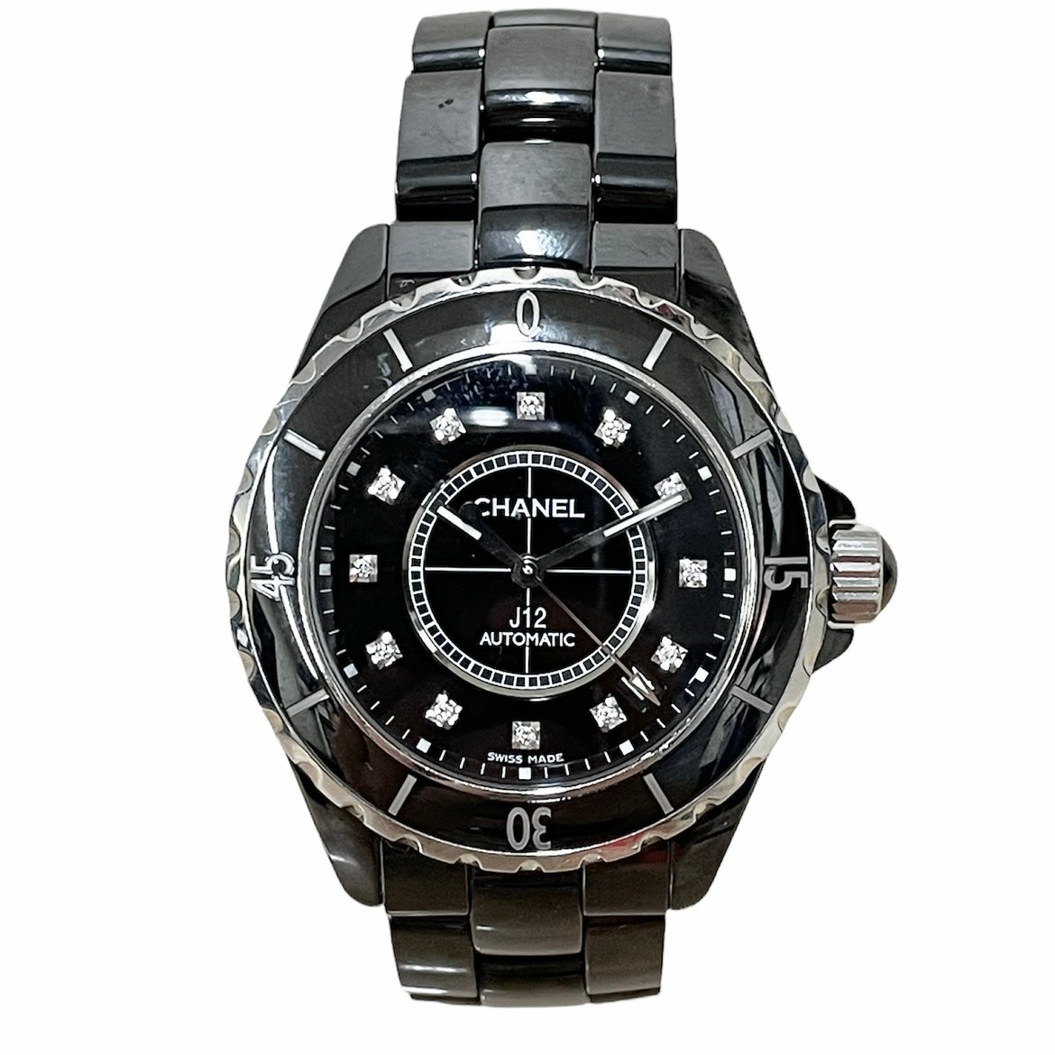 シャネルのH1626 J12 ブラックセラミック 12PD 38㎜ 自動巻き 腕時計の買取実績です。
