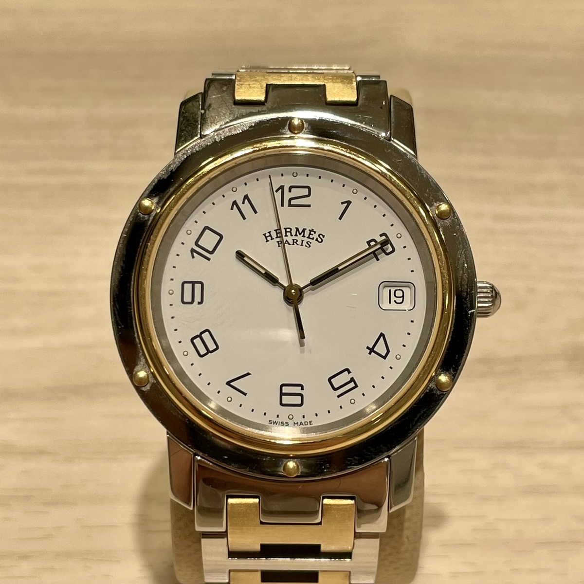 エルメスのSS/GP 白文字盤 CL6.720 クリッパー クオーツ時計の買取実績です。