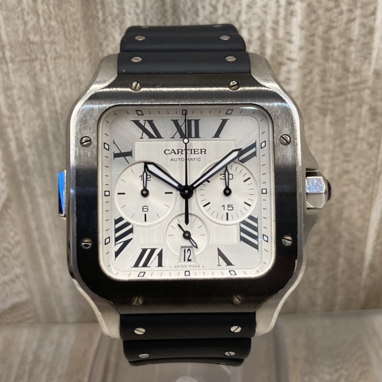 カルティエのサントスドゥカルティエXL クロノグラフ 自動巻き 腕時計 WSSA0017の買取実績です。