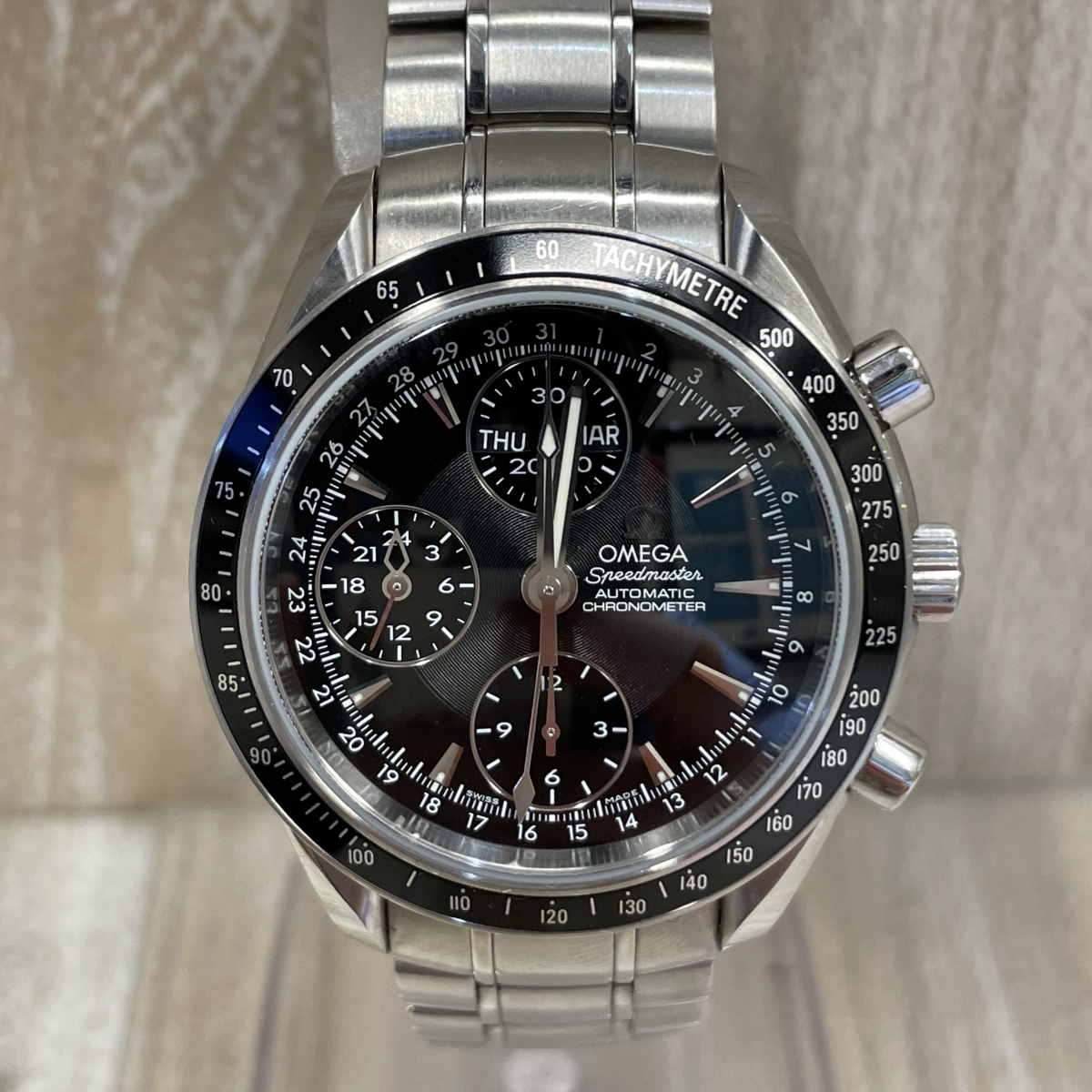 オメガのSS 3220.50 スピードマスター デイデイト クロノグラフ 自動巻き時計の買取実績です。