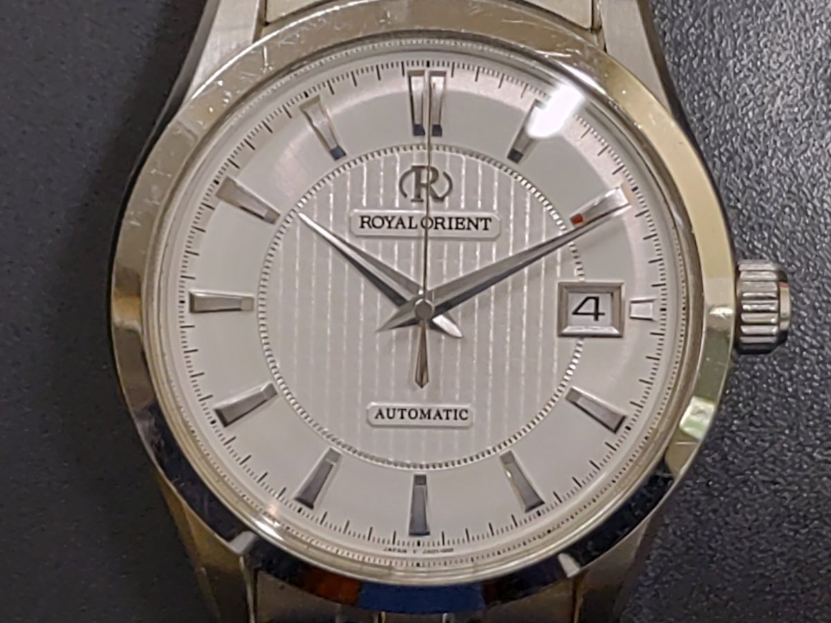 オリエントのロイヤルオリエント WE0021JA 裏スケ デイト 自動巻き 腕時計の買取実績です。