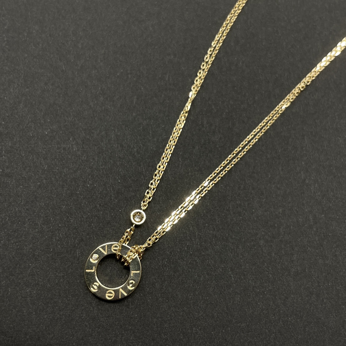 カルティエのK18YG ラブサークル ２Ｐダイヤ ネックレスの買取実績です。
