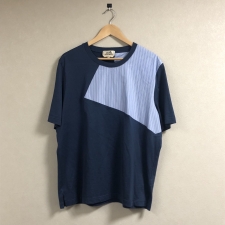 エルメス ストライプ切り替えデザイン 半袖Tシャツ ネイビー×ライトブルー 買取実績です。