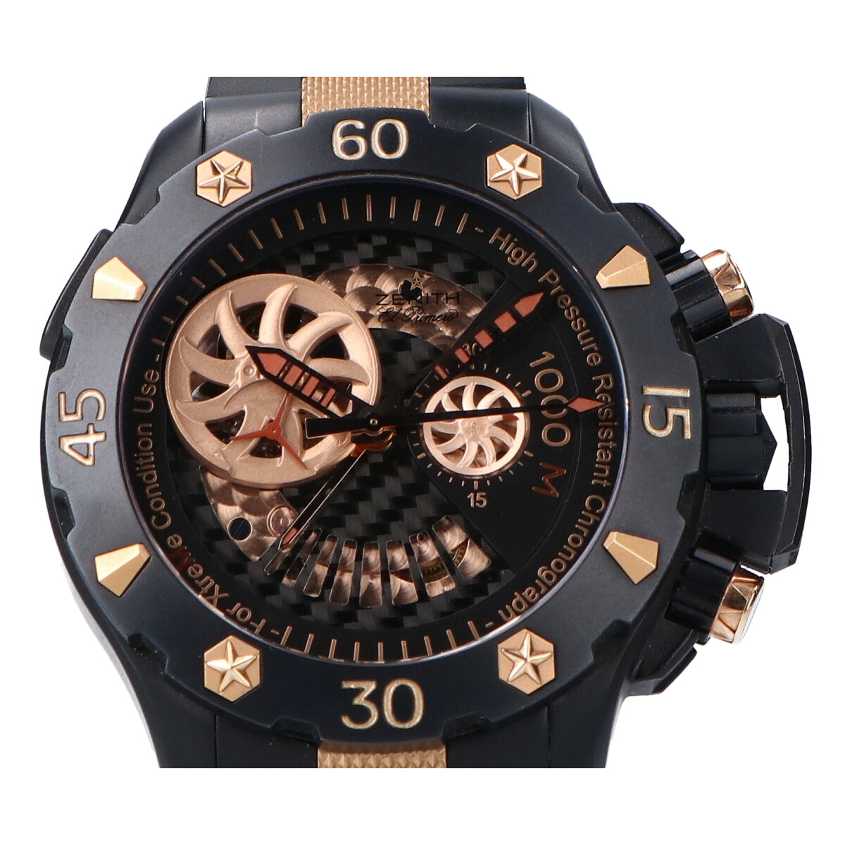 ゼニスの96.0528.4021 デファイ エル・プリメロ エクストリームオープンクロノグラフ自動巻き腕時計の買取実績です。