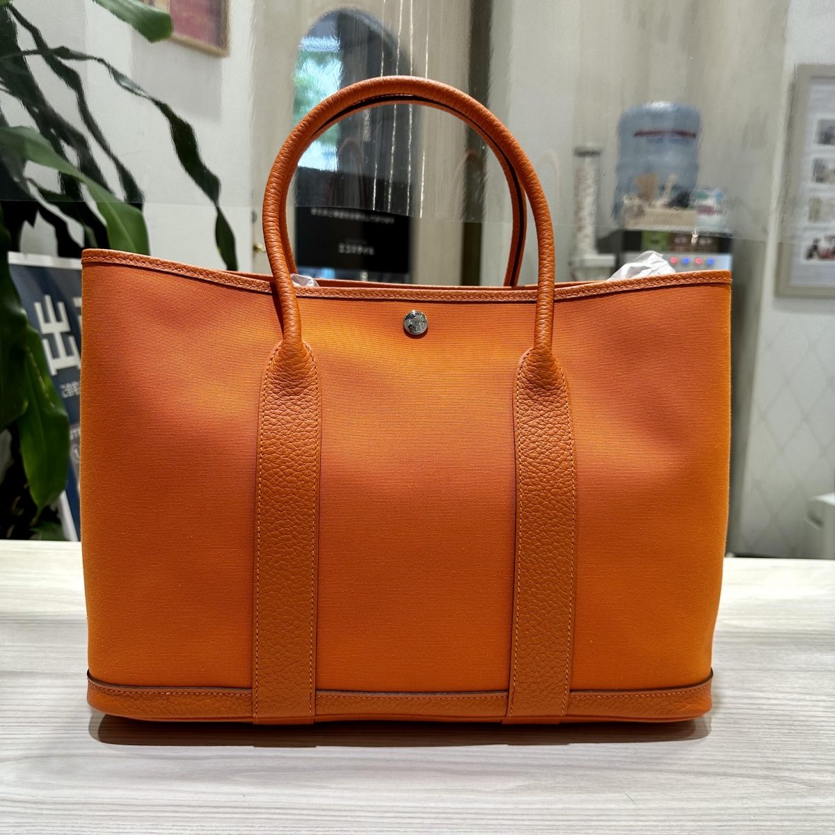 HERMES ガーデンパーティ TPM ブッフル トワルオフィシェ ネイビー