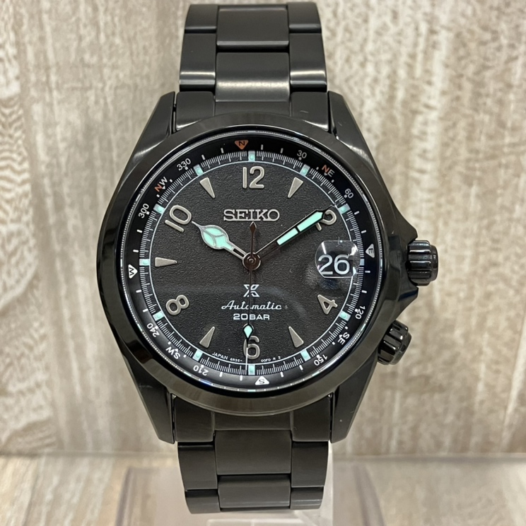 セイコーのcal.6R35-02F0 プロスペックスアルピニスト ブラックシリーズリミテッドエディション 自動巻き腕時計 SBDC185の買取実績です。