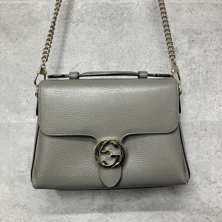グッチを銀座で買取。GGインターロッキングのG金具のチェーンバッグ