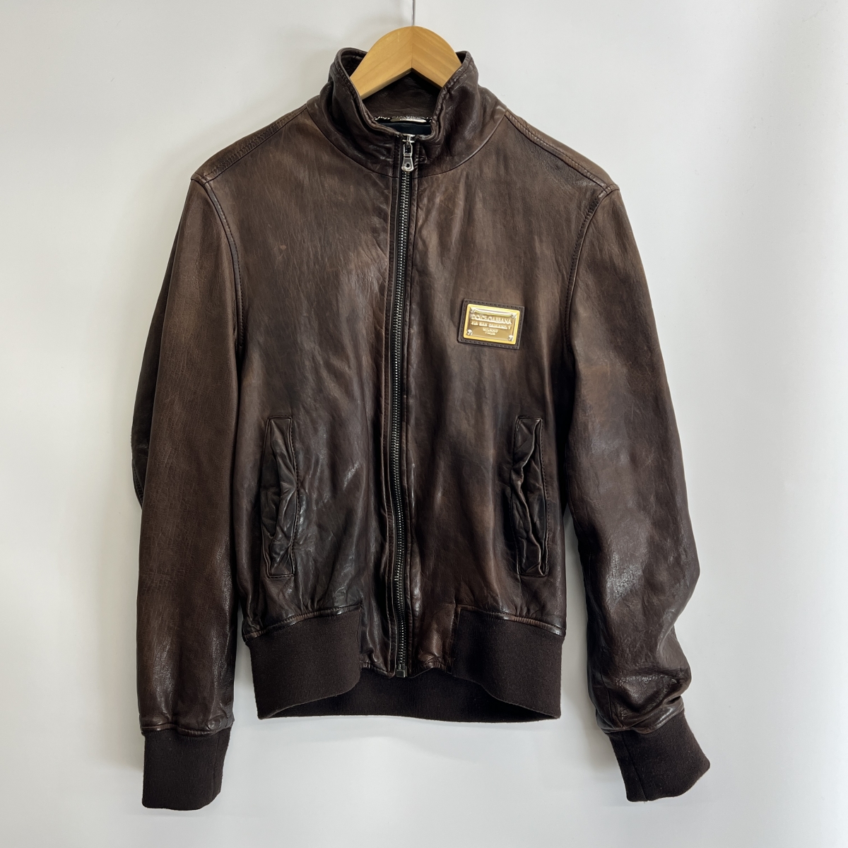 DOLCE&GABBANA レザー ライダース ジャケット プレート付 羊革 DOLCE&GABBANA レザー ライダース ジャケット プレート付 羊革