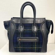 セリーヌ 11AW ブラック×ブルータータンチェック ウール ラゲージミニ ハンドバッグ 買取実績です。