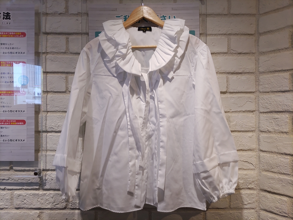 Drawer 24SS フリルリボンブラウス ホワイト 36サイズ Drawer ホワイト