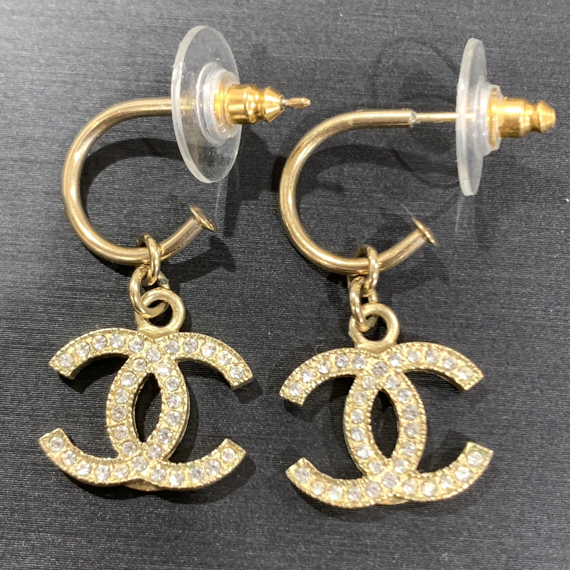 ラインストーン フープピアス 高