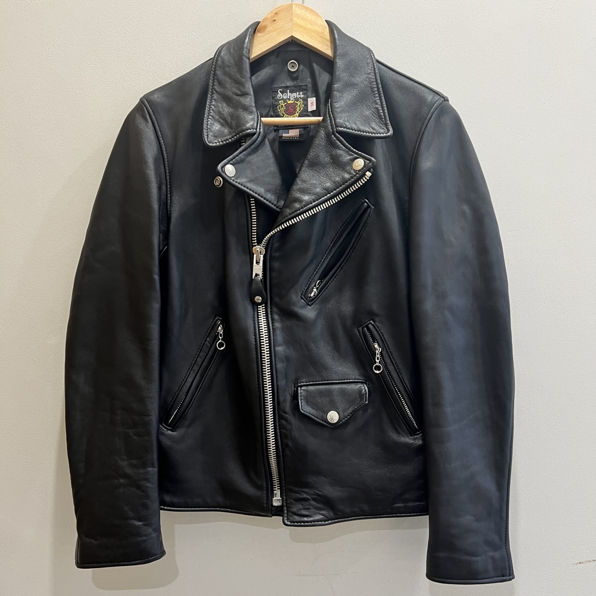 メンズ 古着 Schott 618モデル ダブルライダース ステアハイド E-7 