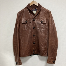 グッチ ブラウン ラムレザー×シルク ニット切り替えジャケット 474055  買取実績です。