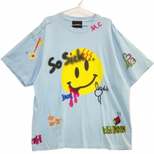 ザックバルガス ライトブルー コットン スマイリーフェイス 総柄Tシャツ 買取実績です。