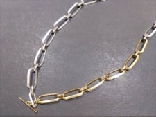 リジーマンドラー K14YG×シルバー  Tバー シグネチャー チェーンネックレス 買取実績です。