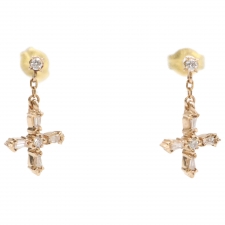 アガット K18 0.07ct クロス ダイヤモンド ピアス 買取実績です。