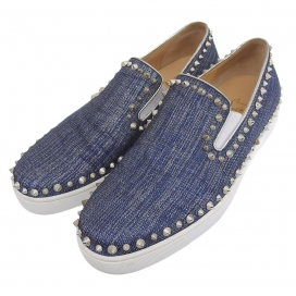 クリスチャンルブタンのブルー PIK BOAT LAME LUX スタッズ スリッポンの買取実績です。
