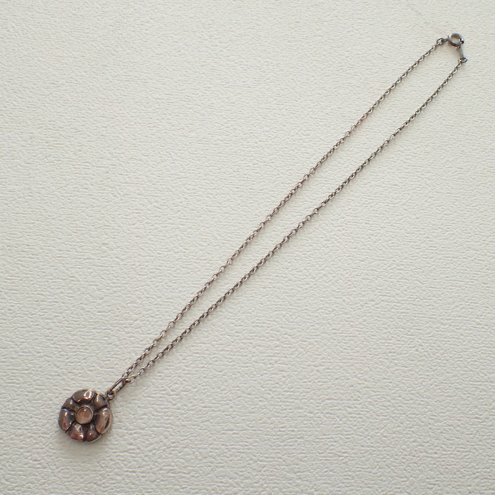  ジョージジェンセン ネックレス　ローズクオーツ　2003 美品 Georg Jensen ネックレス 2003年 ローズクォーツ スズラン