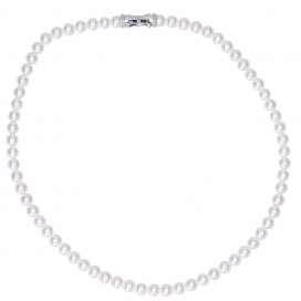 タサキの750WG　0.01ct　ダイヤ　パールネックレスの買取実績です。