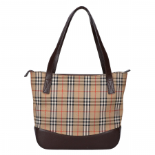 バーバリー ブラウン レザー×ノバチェック トートバッグ 買取実績です。