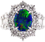 Pt950 ブラックオパール 2.7ct ダイヤモンド リング