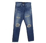 ダブルタップス BLUES VERY SKINNY TRASH DENIM ダメージリペア加工 デニムパンツ