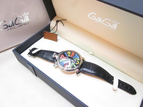 ガガミラノの黒　レザーベルト　ステンレス　手巻き腕時計　マヌアーレの買取実績です。