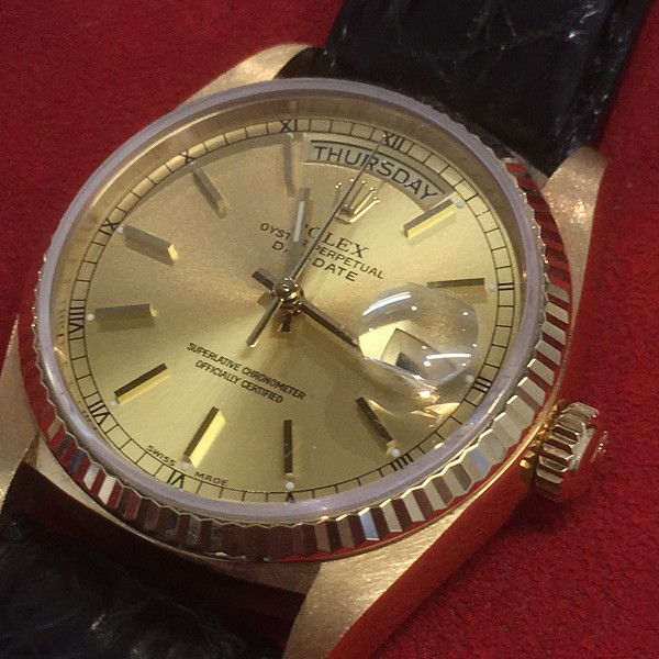 ロレックスの18038 デイデイト　金無垢　自動巻き時計の買取実績です。