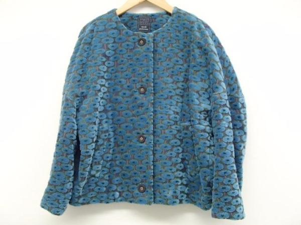 ミナペルホネンのブルー系　centofiori ジャガード織り　ノーカラージャケットの買取実績です。