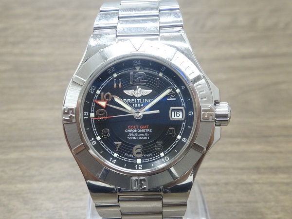 ブライトリングのコルトGMT　自動巻き　腕時計の買取実績です。