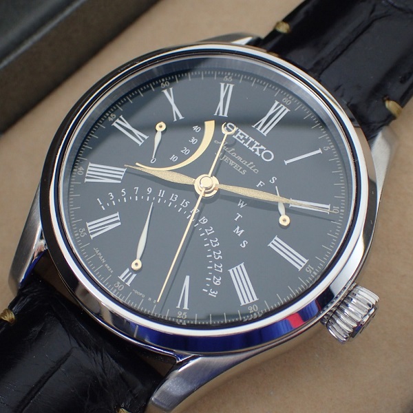 セイコーのプレサージュ 漆ダイヤル レトログラード式カレンダー パワーリザーブ 腕時計の買取実績です。
