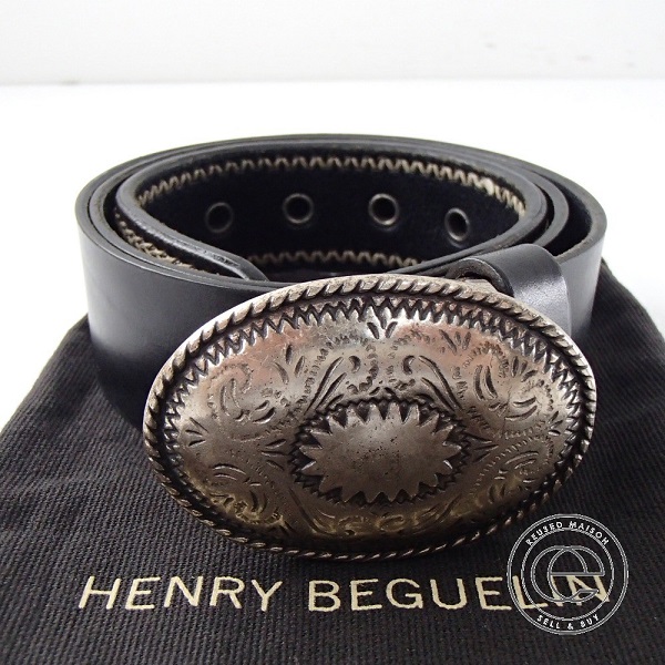 エンリーベグリンのオーバル真鍮バックル オミノ刺繍  レザーベルトの買取実績です。